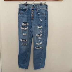 Free People We The Free distressed high rise ankle crop jeans size 27
